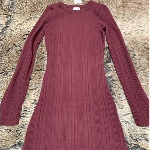 Cotton:on ELLA LONG SLEEVE KNIT MINI DRESS IN WINE Size XS NWT
